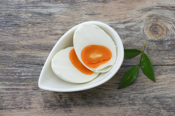 Salted eggs in cup 