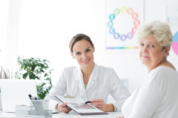 Dietician in office with patient