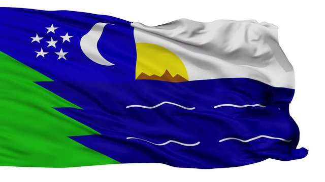 Paita flag, city of Peru, realistic animation isolated on white seamless loop - 10 seconds long (alpha channel is included)