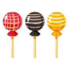 Set of colorful lollipops, sweet candies, vector illustration, cartoon style