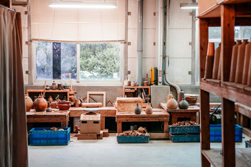 Ceramic clay pottery art workshop, Ceramic pottery making studio