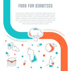 Fototapeta na wymiar Website Banner and Landing Page of Food for Diabetics.