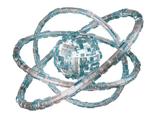 Futuristic torus technology textured object 3D rendering