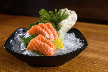 Fresh salmon sashimi, Japanese food
