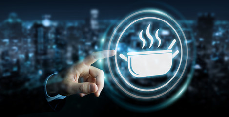 Businessman using application to order home made food online 3D rendering