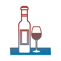 french wine bottle with cup vector illustration design