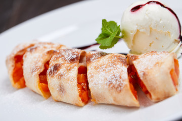strudel with ice cream