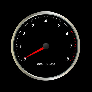 tachometer on black background