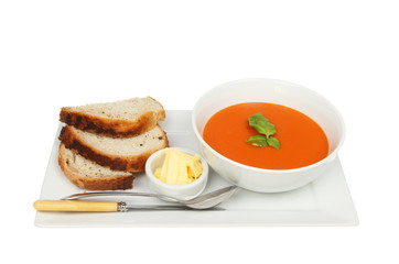 Tomato soup and bread