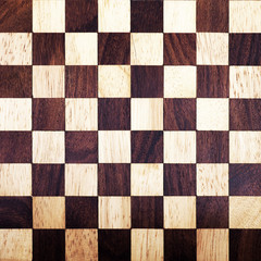 Wooden chess board background. Vintage chess board texture. White and black squares for popular game - 199953528