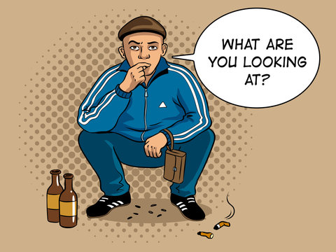 Gopnik hooligan man pop art vector illustration
