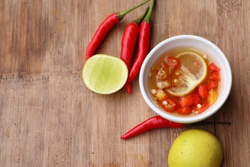Chili fish sauce with lemon
