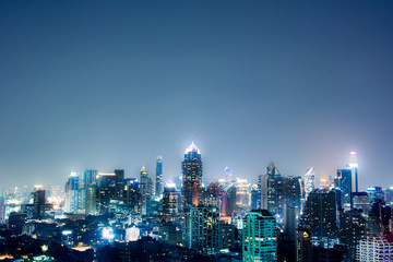Obraz premium night cityscape downtown modern view Bangkok Thailand