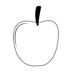 Apple fruit cartoon on black and white colors vector illustration