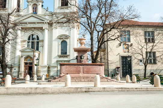 Fountain Four lions, Sremski Karlovci, Serbia.