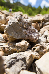 Large rocks in the mountains as a background