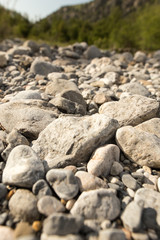 Large rocks in the mountains as a background