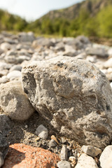 Large rocks in the mountains as a background