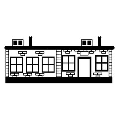 Fototapeta premium Bricks urban house building on black and white colors vector illustration