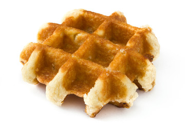 Belgian waffles isolated on white background. 