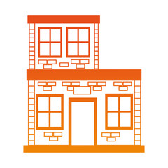 Bricks urban house building on orange lines vector illustration