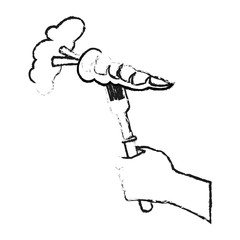 Carrot on fork cartoon on black and white sketch colors vector illustration