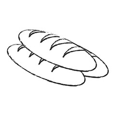 Delicious bread food on black and white sketch colors vector illustration