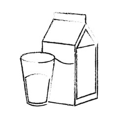 Milk box drink on black and white sketch colors vector illustration