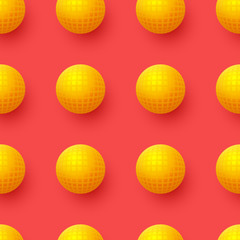 Abstract seamless pattern with 3d yellow balls on red background. Abstract spheres background. Vector illustration.