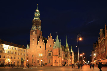 Fototapeta na wymiar The historic City Hall of Wroclaw in Silesia, Poland