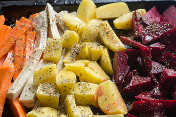 raw chopped vegetables for baking