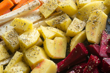 raw chopped vegetables for baking