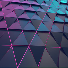 Dark abstract 3D minimalistic geometrical background of triangles