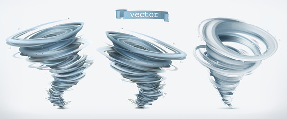 Tornado. 3d vector icon set - obrazy, fototapety, plakaty