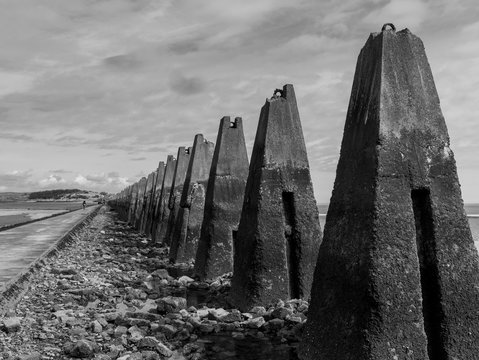 Cramond causeway from the village to the island near Edinburgh