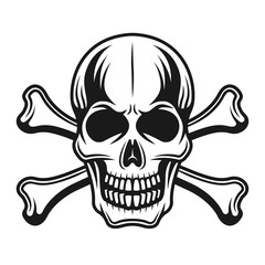 Skull with crossbones vector detailed illustration