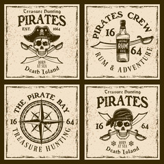 Pirates four colored emblems or t-shirt prints