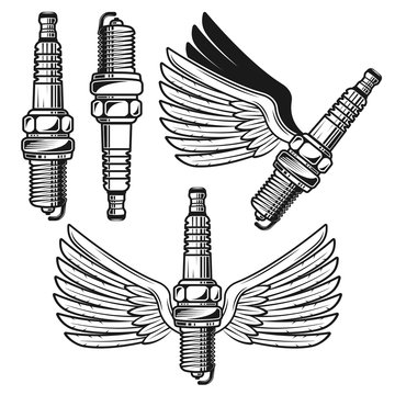 Spark Plug With Angelic Wings Vector Objects