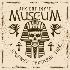 Pharaoh skull, ancient egypt colored emblem
