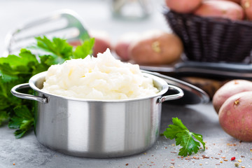 Mashed, mash potato with butter and milk. Potato puree