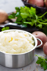 Mashed, mash potato with butter and milk. Potato puree