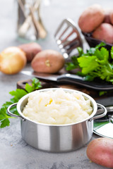 Mashed, mash potato with butter and milk. Potato puree