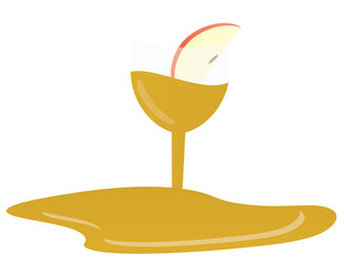 Rosh hashanah abstract vector illustration. Apple slice in a wine glass with honey
