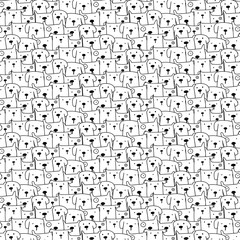Hand Drawn Cute Dogs Vector Pattern Background. Doodle Funny. Handmade Vector Illustration.