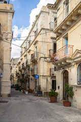 Fototapeta na wymiar Ortigia Alley, Syracuse, Sicily, Italy