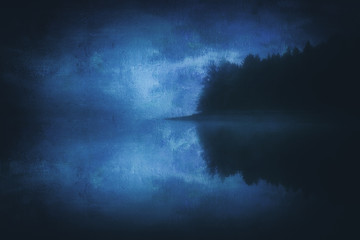 Fototapeta premium cold noruegan lake with grungy textures
