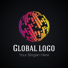 Global logo design, vector template. Color globe symbol. Modern vector logotype.