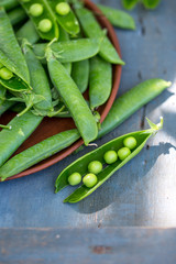 Green pea in plate, closeup