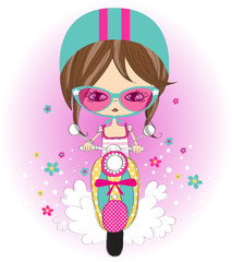 cool girl with motorcycle