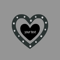 Dog paw sign icon in heart5